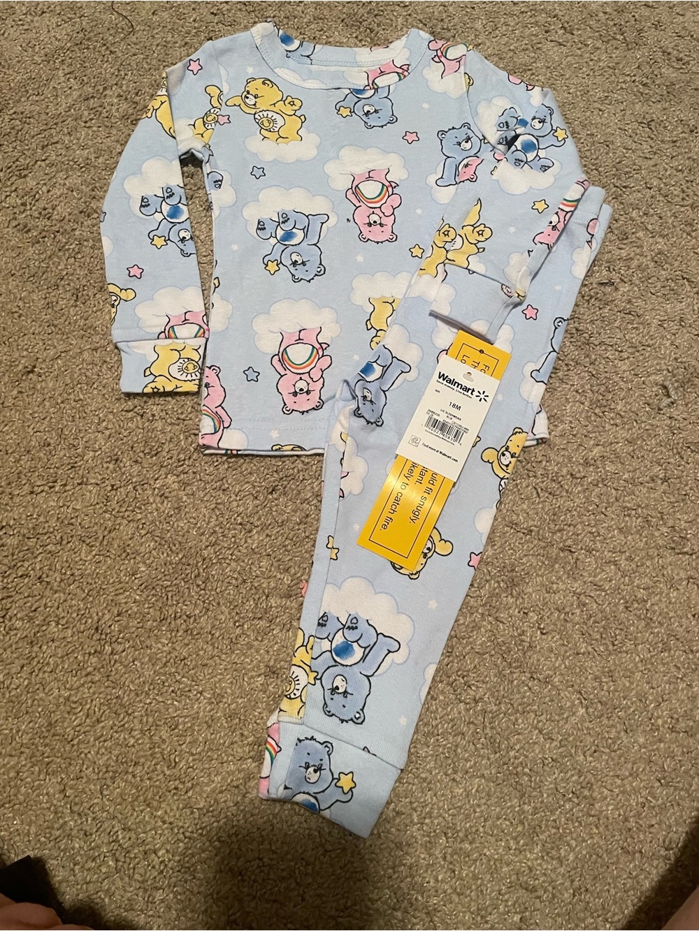 Kids Light Blue Care Bears Pajama Set
